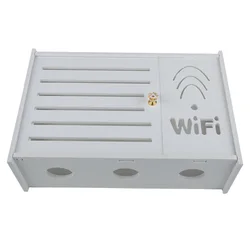 DIY White Wireless Wifi Router Shelf Storage Box Home Socket Decor Wall-mounted TV Set-top Box Rack Cable Power Organizer