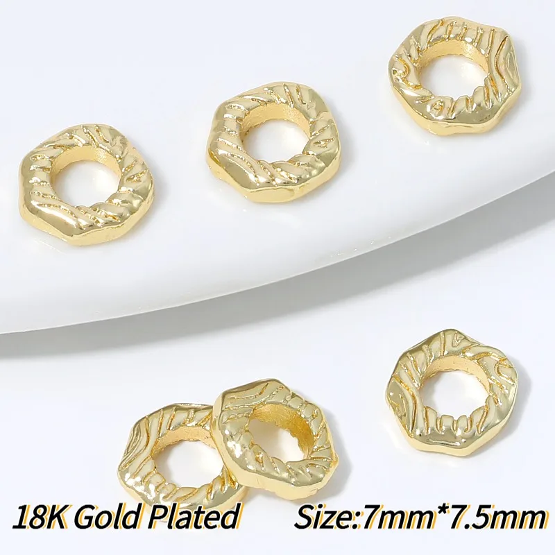 18K vergoldeter Messing-Ring mit gedrehtem Seilmuster, geschlossener Ring, Zubehör für DIY-Schmuckherstellung, Verbinder, hochwertige Schmuckkomponenten – Detail 36
