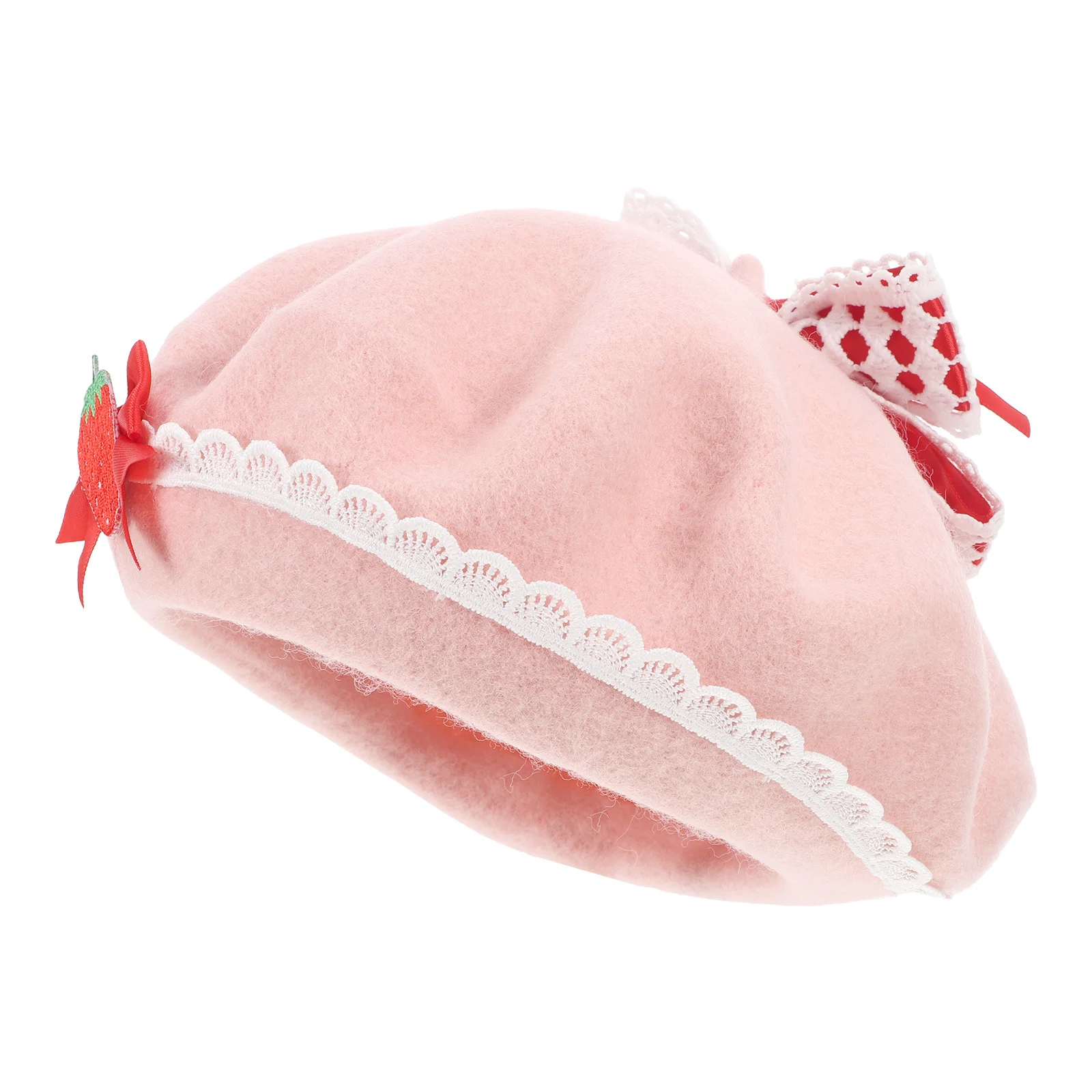 

1pc Beret Hat Woolen Bow Decorated Warm Fashion Women'S French Crochet Cap For Daily Travel Party Artist