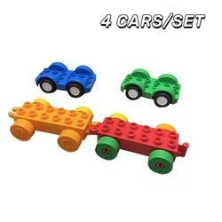 4 Cars/Set Building Blocks Model Compatible Car Traffic Vehicles Big Size Bricks Educational Creative Toys for Children Kids Gif