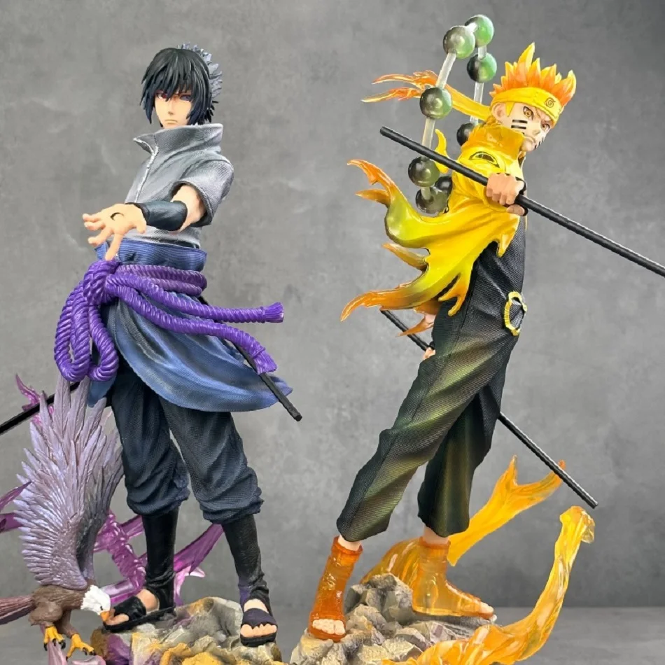 35cm/13,78 Zoll Naruto Anime Figur Uzumaki Naruto Uchiha Sasuke Actionfigur PVC-Statue Schreibtisch-Dekoration Sammlerstück Spielzeug Geschenk