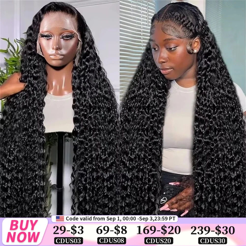 30 34-calowe brazylijskie głębokie kręcone 13x4 13x6 Hd Lace Front Human Hair Wigs 13x4 HD Water Wave Lace Frontal Wig For Black Women