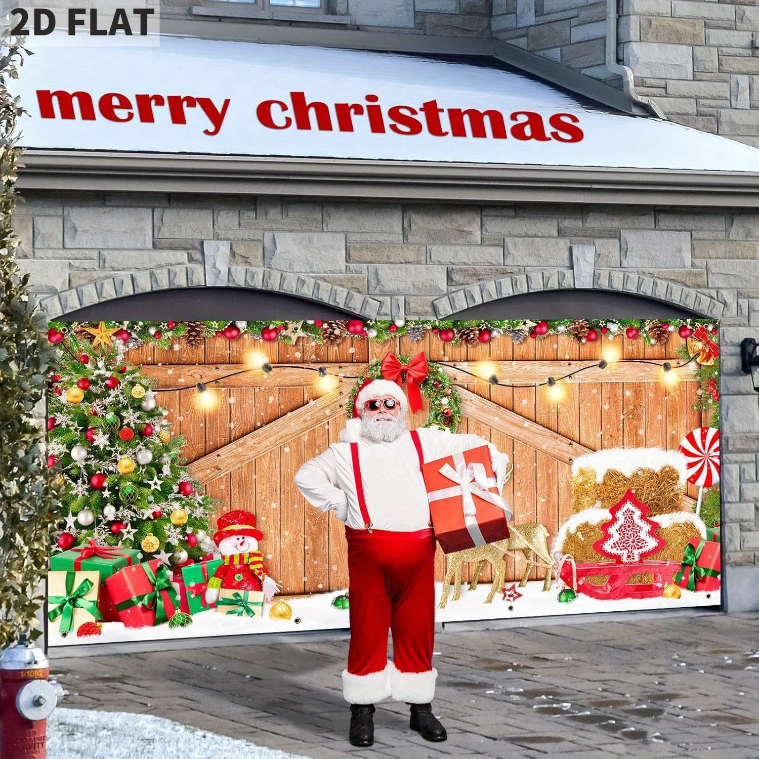 

Christmas Garage Door Banner Garage Large Christmas Backdrop Decoration for Outdoor Indoor Home Nativity Xmas Wall Background