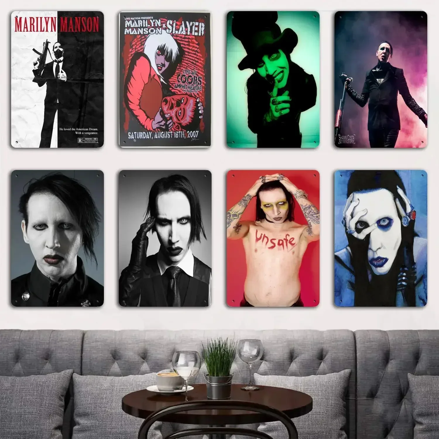 marilyn manson Tin Metal Plaques and Signs Wall Decor, Captain Poster, Vintage Decor, Bar, Pub, Club, Wall Decoration