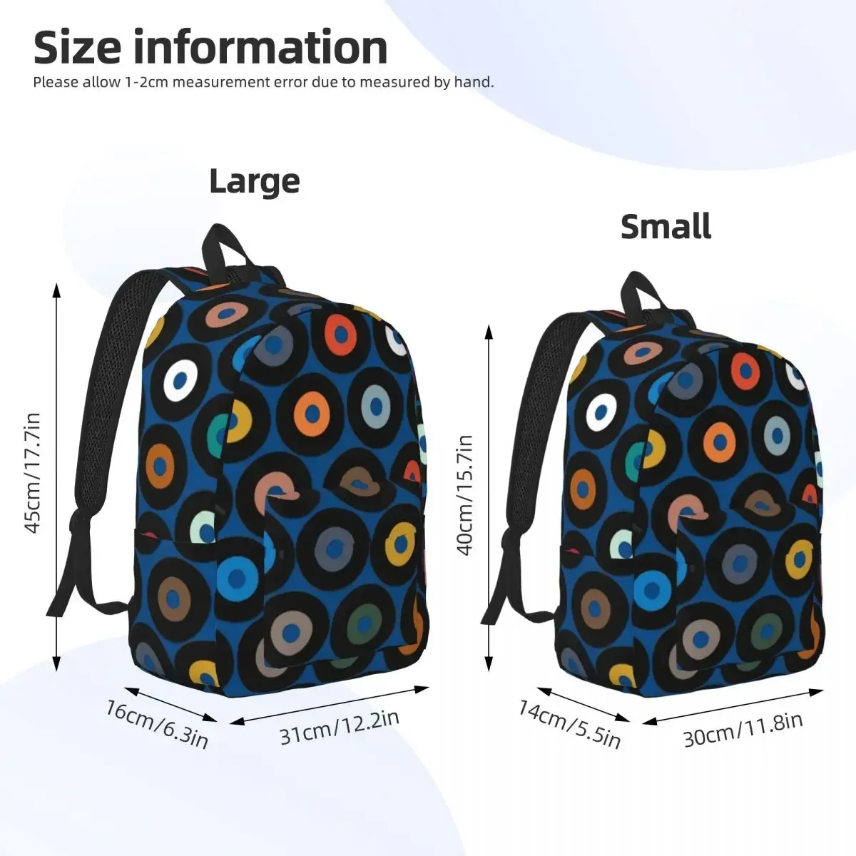 Mochila azul de vinil para meninos e meninas, bolsa escolar retrô para livros de jardim de infância, bolsa primária para presente