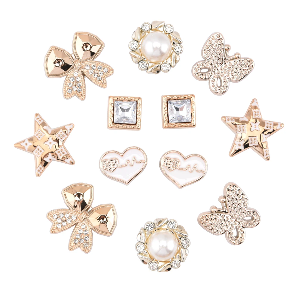 12PCS Rhinestone Bling Shoe Decoration Charms Flower Butterfly Design Acrylic Shoe Charm For Women Birthday Party Favor Gift