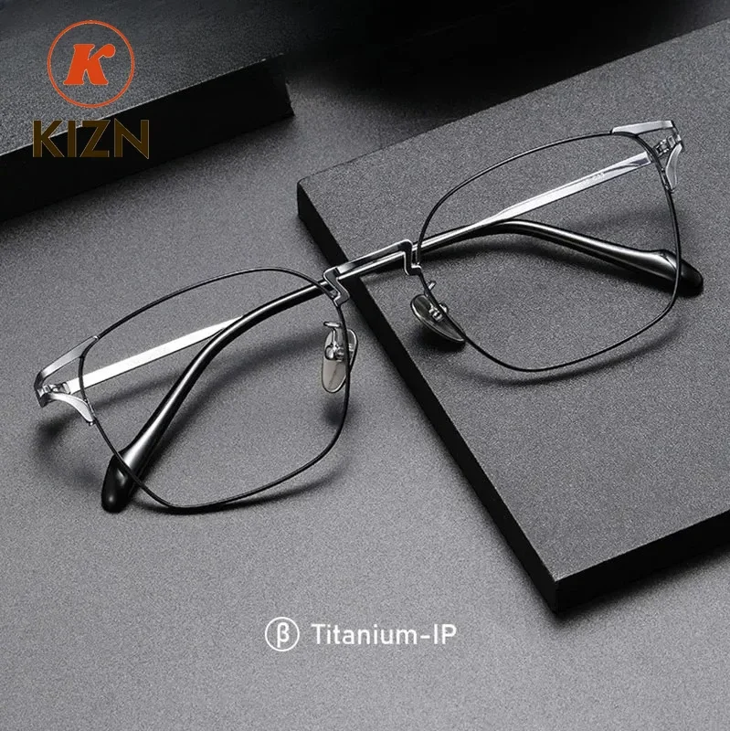 

KIZN Y0038 Optical Glasses Pure Titanium Full-rim Frame Prescription Eyeglasses Rx Men Glasses for Male Eyewear