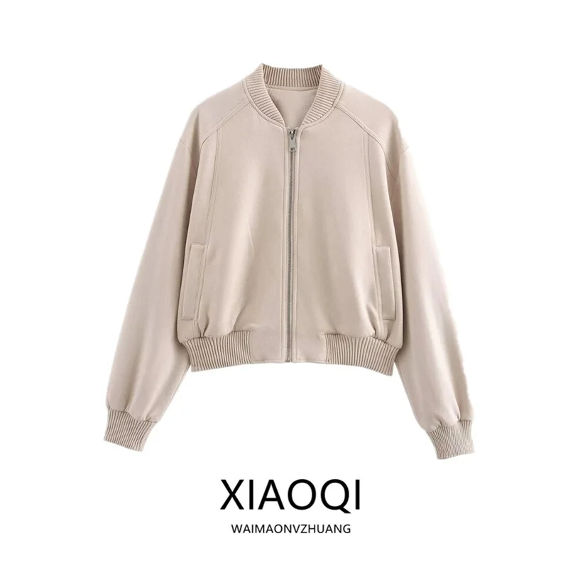 

Новая женская куртка-пилот из искусственной замши, осень 2024, универсальная, свободного кроя, стандартной длины, из других материалов, 00% короткое пальто