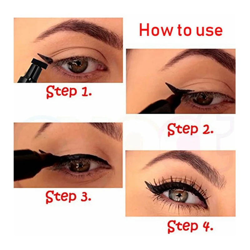 Evpct 2Pcs 2 In 1 Long Lasting Waterproof Double Head Makeup Liquid Eye Liner Pen Eyeliner Liquid Eyeliner