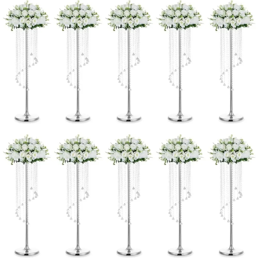 

10 35.4-inch high crystal silver metal flower brackets for party and wedding decoration free of shipping