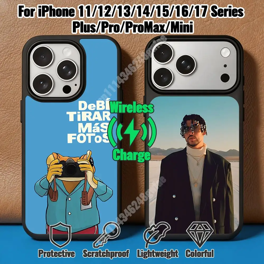 Puerto Rican Singer B-Bad B-Bunny Magnetic Charge Case for iPhone 17 16 15 14 Pro Plus 13 12 11 Max Mini Outdoor Bumper