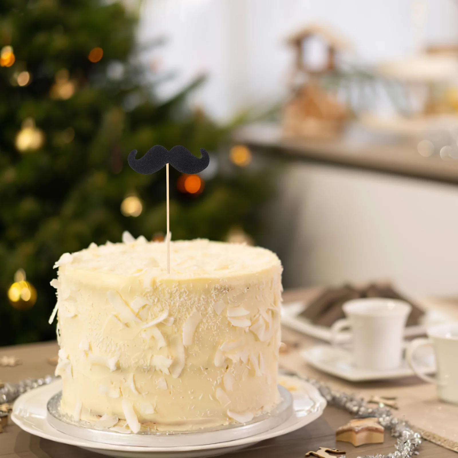 

40pcs Cake Baking Picks For Birthday Party Gathering Moustache Dessert Decor Baking Moustache Picks Black