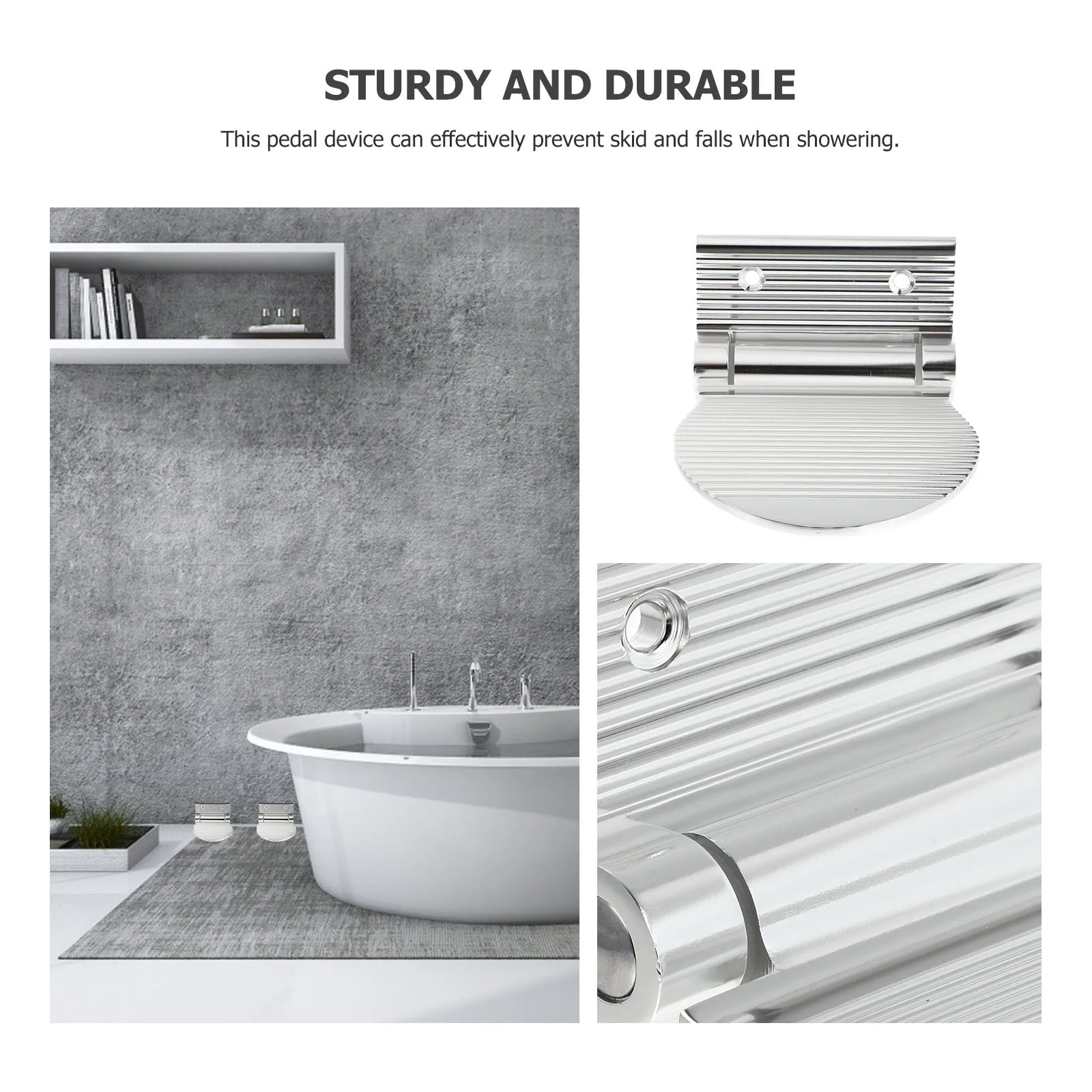 

1pc Anti-Slip Pedal Bathroom Space Aluminum Shower Foot Pad Rust-Resistant Non-Slip Footstool For Elderly Pregnant Women