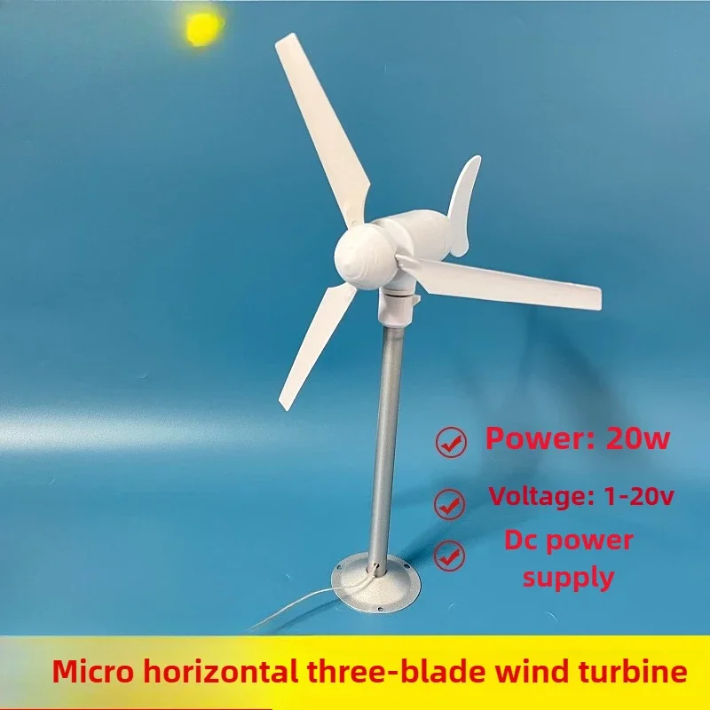 

20W Miniature Horizontal Trefoil Wind Turbine Model, Breeze Start, Automatic Steering, Permanent Magnet, DC Output