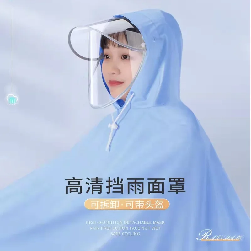 2022 EVA Electric Bicycle Raincoat with Hood Bicycle Waterproof Poncho Rainwear Hooded For Motorcycle Bike Men Women Rain Cover