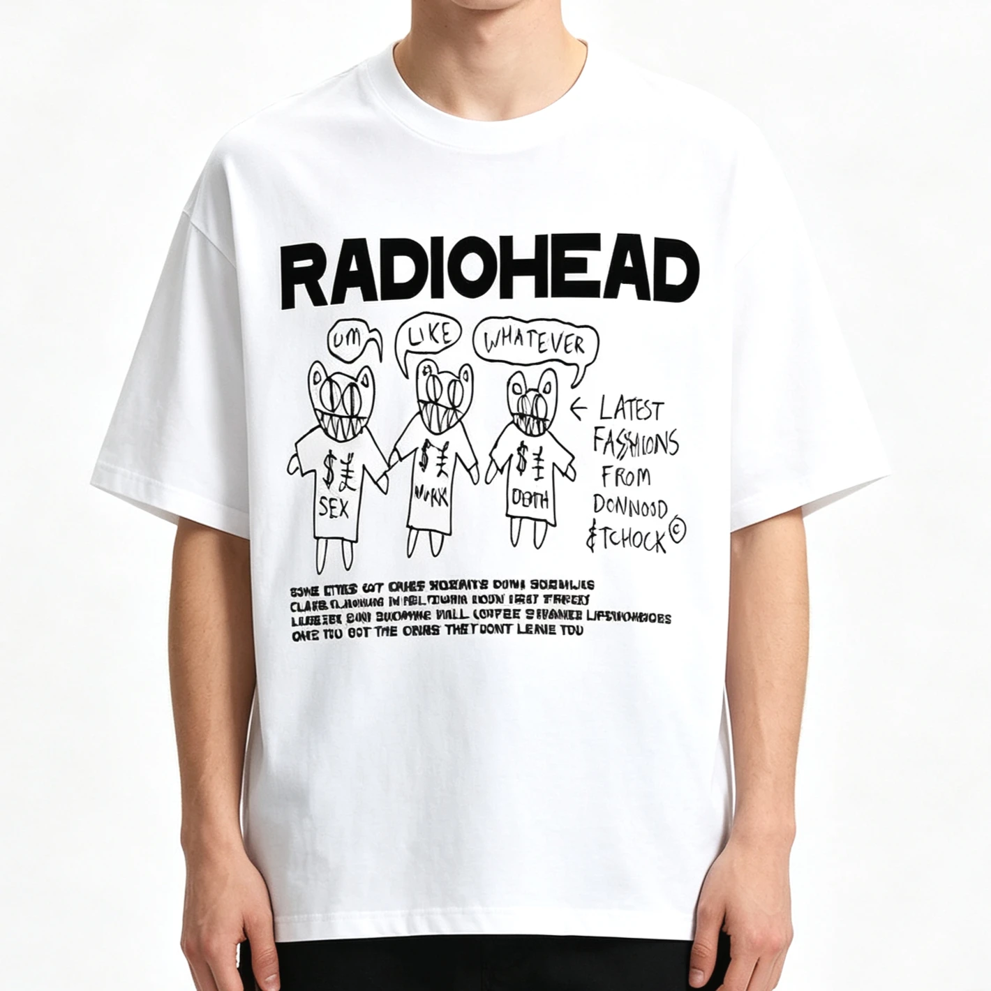 Summer Hot Sale Radiohead Rock Band 90s T Shirts Y2K Unisex Hip Hop Gothic Round T-shirt Retro Casual Cotton Oversized T-shirt