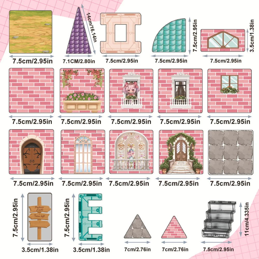 Foglio magnetico Blocco magnetico per bambini Castello Tema edificio stradale Finestra colorata Foglio magnetico