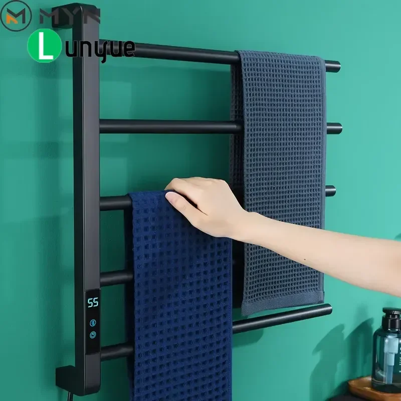 Matte Black Electric Towel Warmer Rack Wall Mounted Constant Temperature Heating Dryer Hanger for Bathroom High Quality