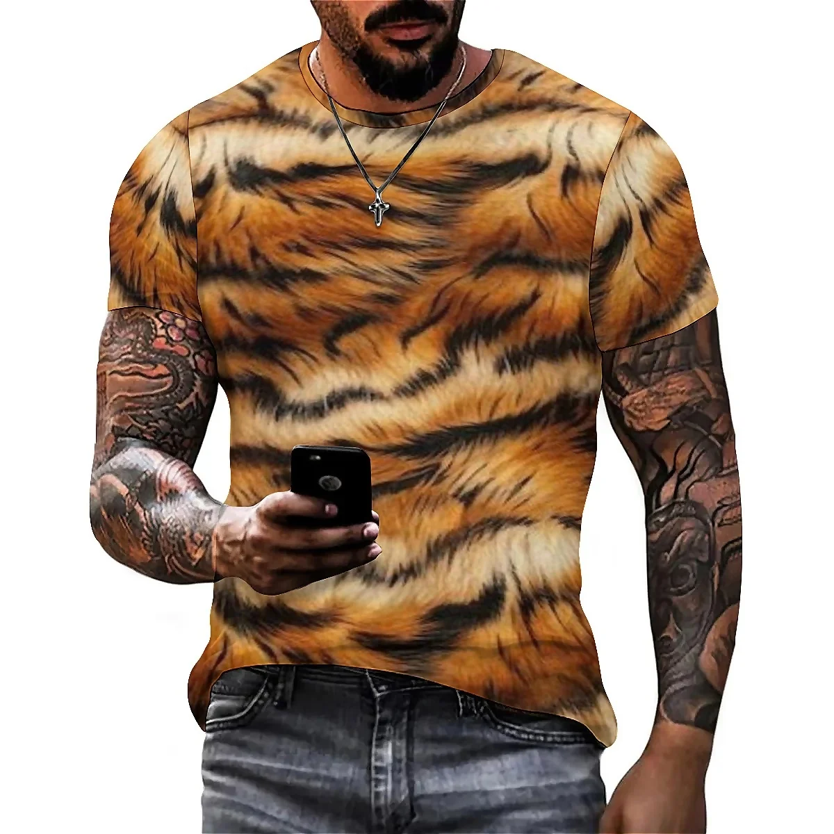 

Summer Adult Street Trend Men's 3D Printed Short-Sleeve T-Shirt - Student Loose-Fit Top