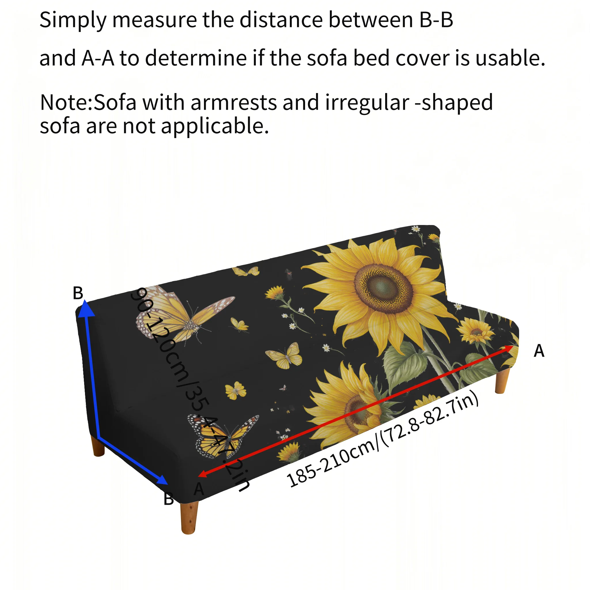 Living room bedroom universal elastic sofa bed cover, sunflower flower pattern, dustproof machine washable sofa bed cover