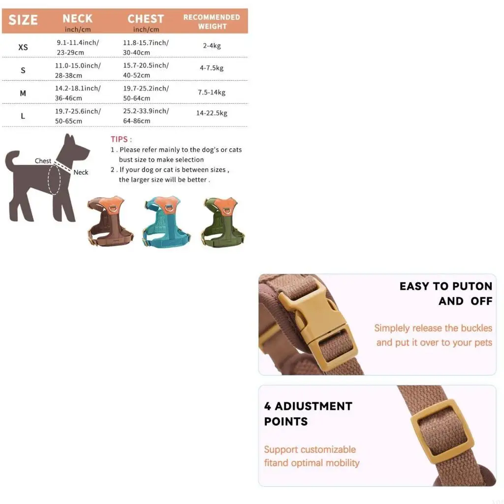 

X4YE Large Dog Harness for Small Dogs No Pull Easy Walk Design with Leash and Secure Buckles