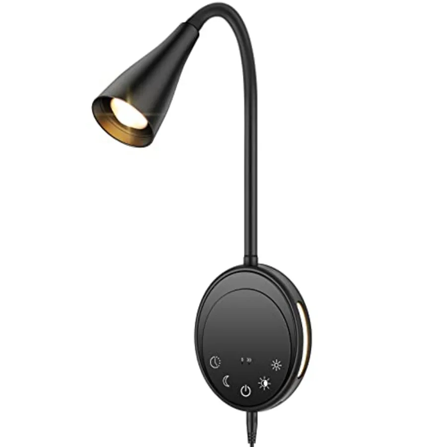 

Настенный светильник для чтения у кровати с 5 режимами яркости и цветовой температуры, USB-выходом, функцией ночника и таймером