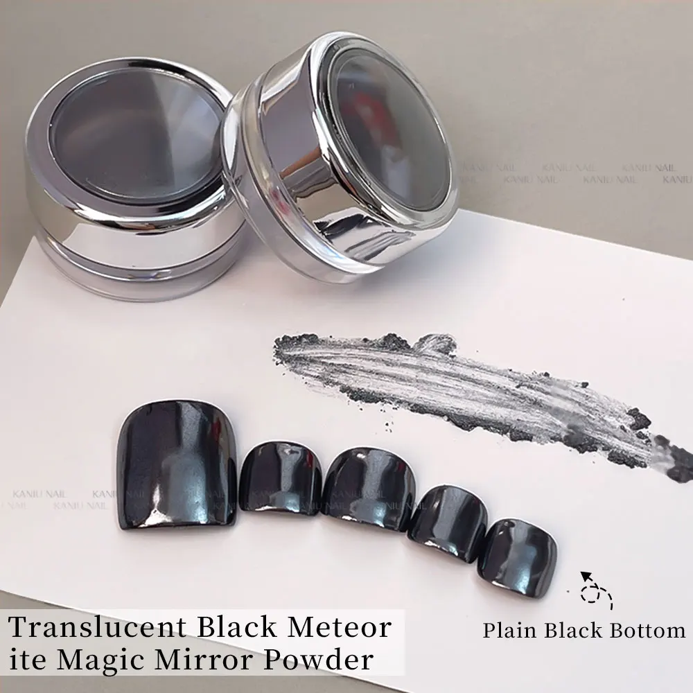 1 قطعة مسحوق الكروم الأسود مرآة تأثير طلاء الأظافر الترا برايت قاعدة نقية نقع قبالة هلام البولندية القط العين مسمار مانيكير الديكور #3