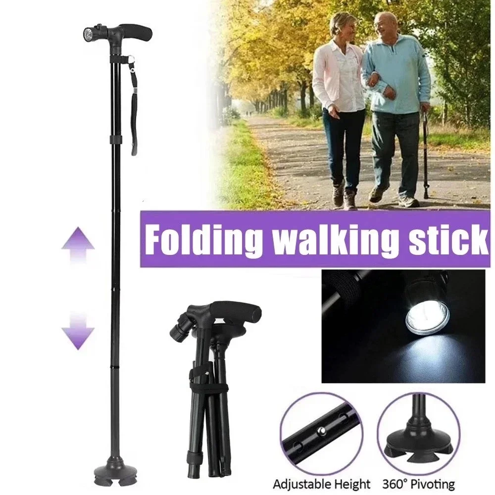 New Folding Walking Cane with LED Light Adjustable Walking Stick