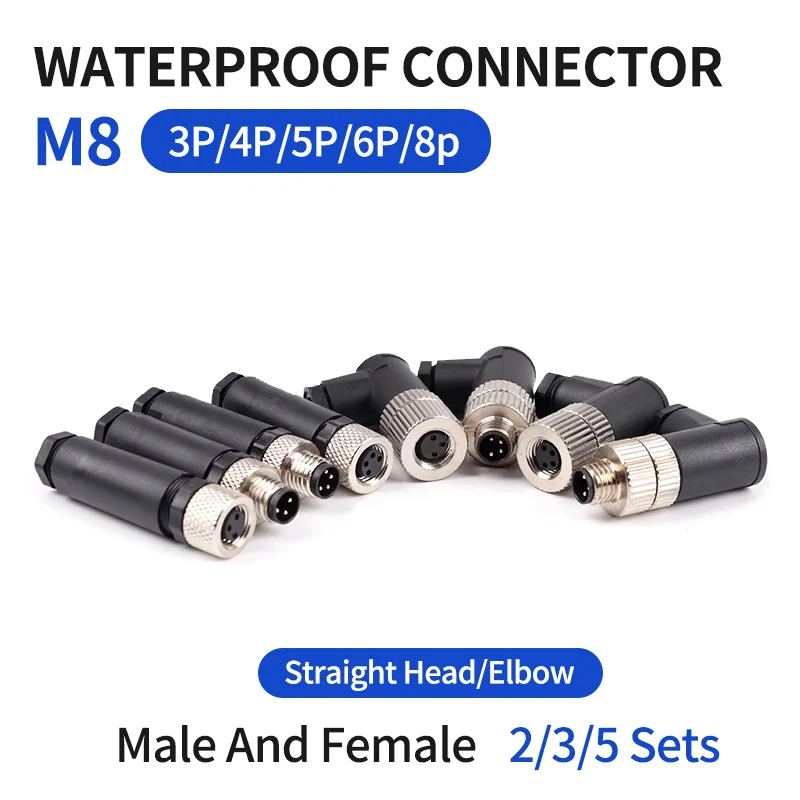 

M8 waterproof connector - 3P4P male female M8 waterproof aviation plug socket sensor cable connector