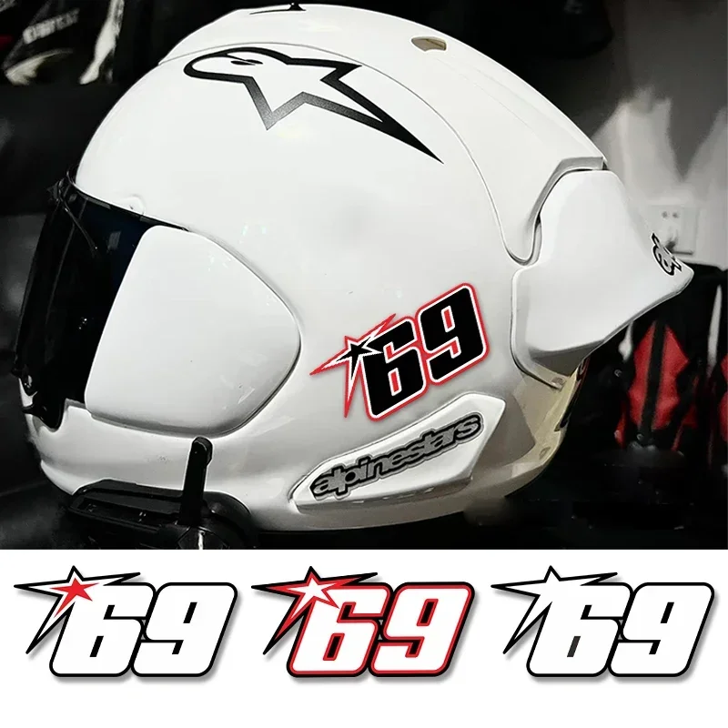 Motorcycle Helmet Stickers Number 69 Waterproof PVC Decals for Fuel Tank Side Body Motocross Racing