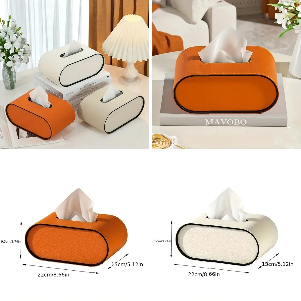 

Leather Tissue Box Cover for Living Room, High-Quality Oval Design for Tabletop & Dining Room