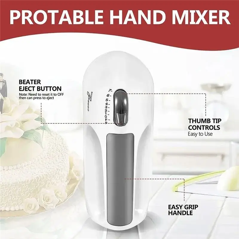 ABUN Electric Hand Mixer Egg Beater Cream Mixer Dough Cake Pastry Food Processor 110V US Plug Adjustable Speed