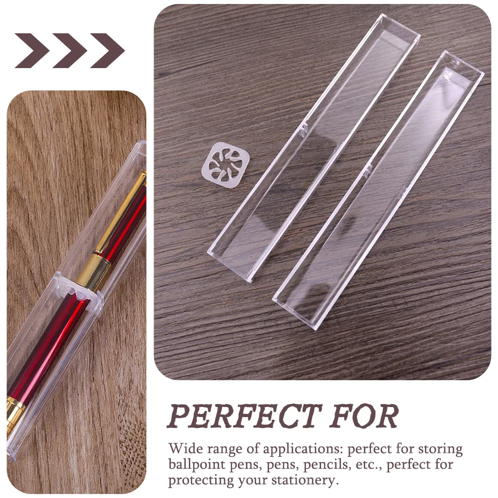 20pcs Crystal Pen Box Clear Display Holders Desk Container Packaging Box Storage Case Tube Ballpoint Boxes Gift