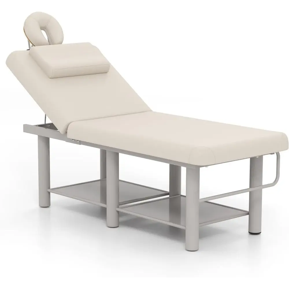 

Sturdy Metal Massage Table with PU Leather, Adjustable for Spa, Therapy, and Tattoo Use (Gray)