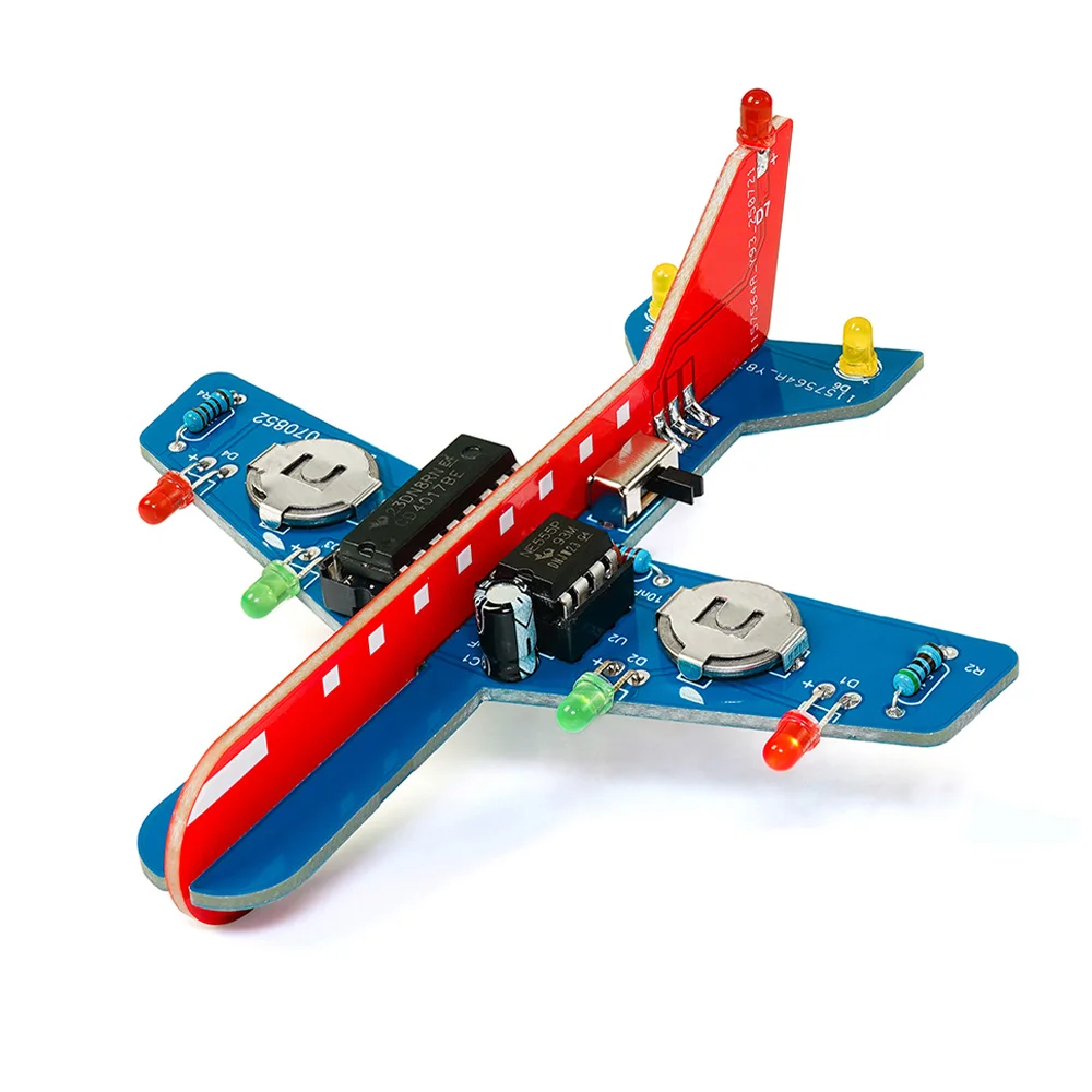 Airplane Electronic DIY Kit LED Flow Light Aircraft Model DIY Electronic Welding Practice Kit Electronic Science Assembly Kit