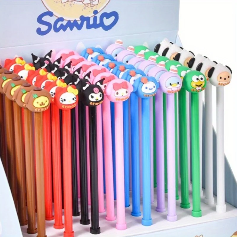 8 قطع من أقلام الجل الأسود ذات قبضة ناعمة 0.5 مم، مجموعة هدايا الكتابة للعودة إلى المدرسة مع تصميم سحب الغطاء