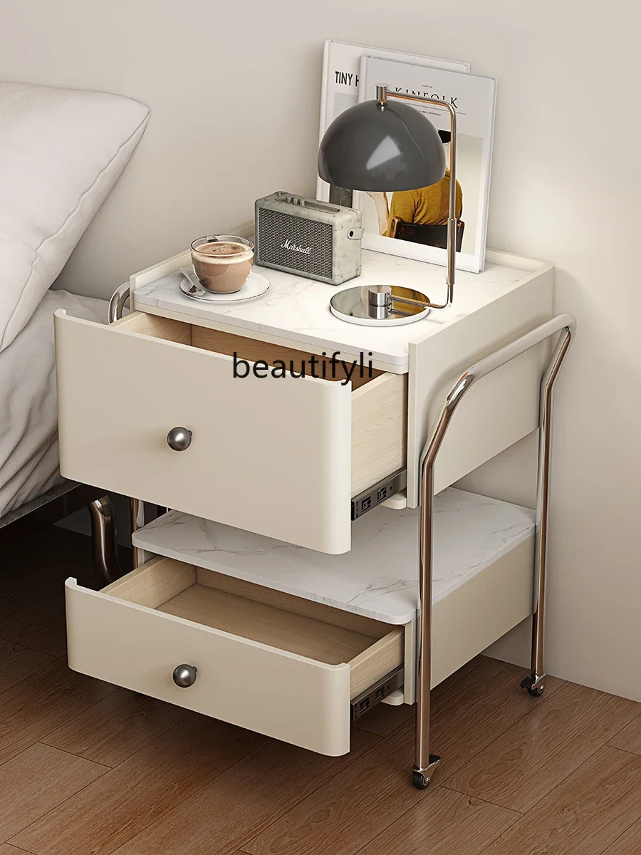 

Movable side table, living room, household small coffee table side cabinet, creative shelf with wheels, advanced bedside cabinet