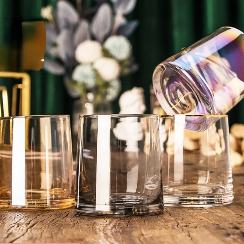 Creative Ins Ion Plating Glass Colored Whiskey Glass Household High-temperature Trapezoidal Cup Gargle Cups Wine Glasses