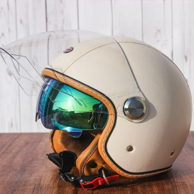 DOT ECE Approved Retro 3/4 Open Face Motorcycle Helmet Chopper Vintage Scooter Motorbike Men Women Capacete De Moto - Image 5