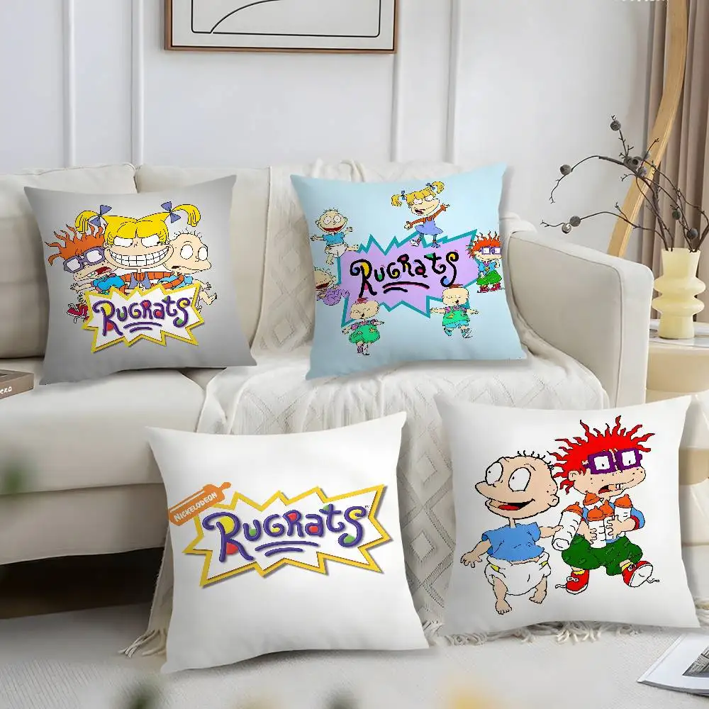 Anime Funny R-Rugrats Pillow Case Short Plush Print Cushion Cover Square Throw Pillow Covers Sofa Home Decor