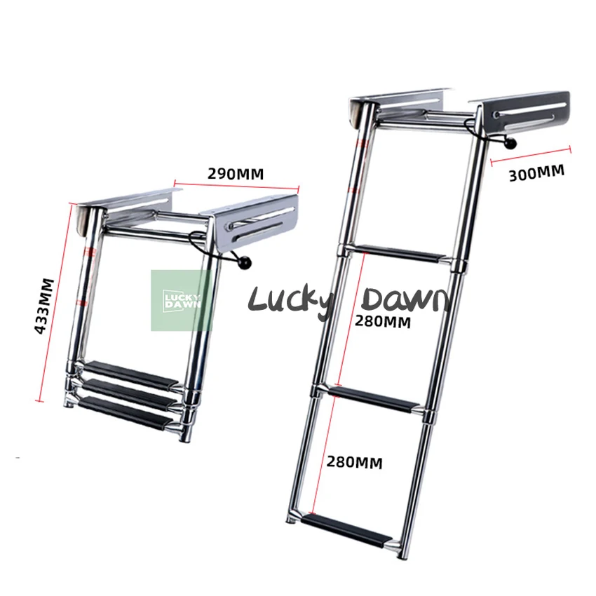 

Boat Accessories Under Platform 3-Step Boarding Ladder Stainless Steel Telescopic Slide Mount Ladder Marine Swimming Pool Ladder