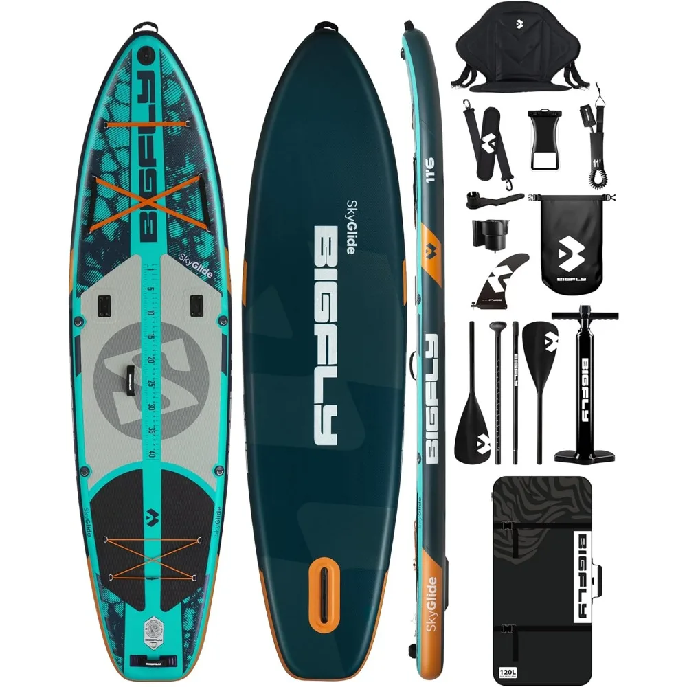 

11'6×35" Super Wide Inflatable Stand Up Paddle Board, Ultra Stable Wide SUP for 2+1 People/Family/Big Size, 100L Backpack