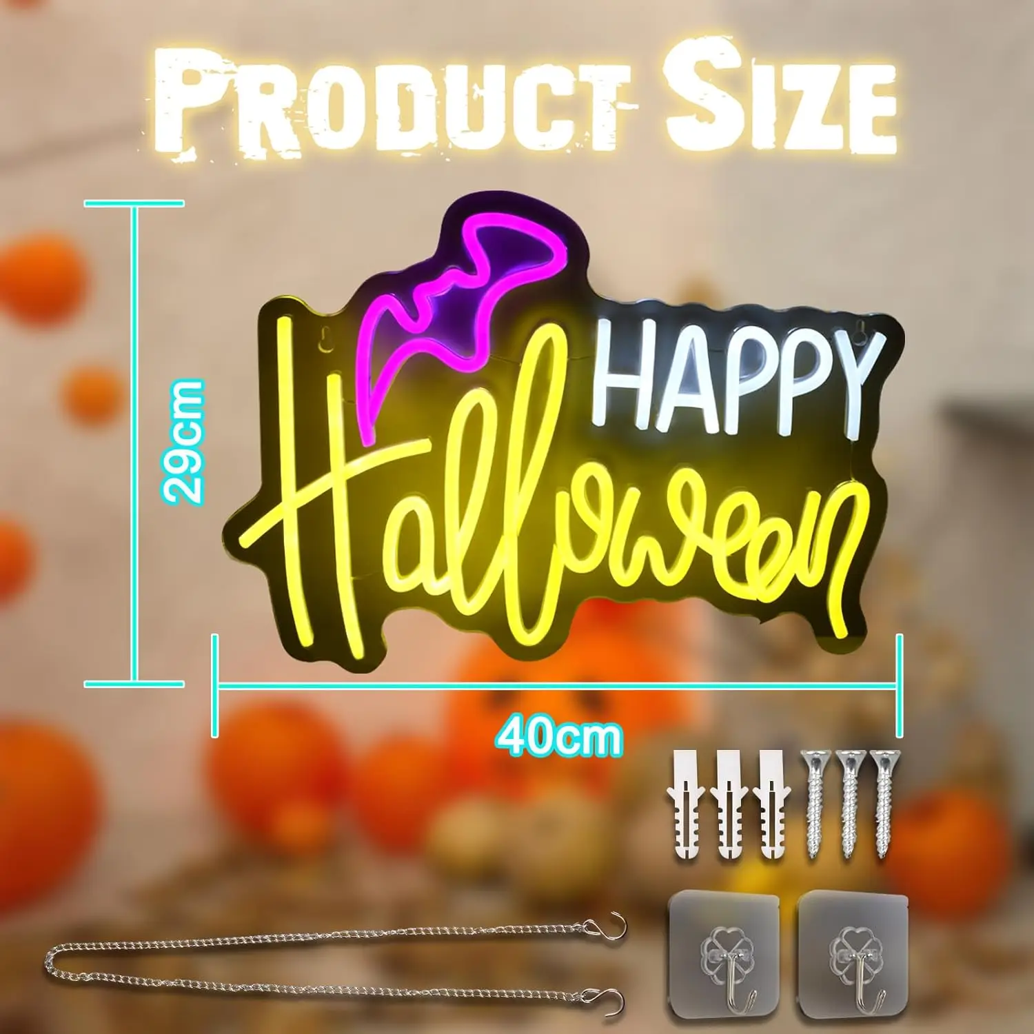 سعيد هالوين النيون تسجيل SB عكس الضوء LED ضوء النيون للملاهي غرفة شبح غرفة رجل الكهف بار مقهى هدية تزيين المنزل #2