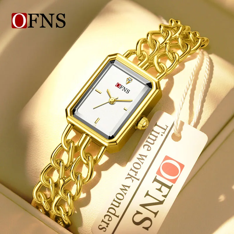 

OFNS 7210 Small Square Plate Chain Women's Watch Simple Quartz Watch 3ATM Life Waterproof Lightweight and Compact Women's Watch