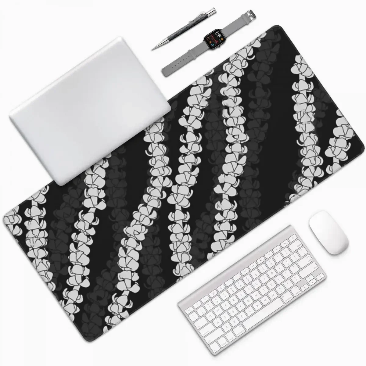 

Puakenikeni Single Leis On Turquoise Large Mouse Pad Computer Keyboard Mouse Mat Gamer PC Laptop Desk Mat Office Table Mats
