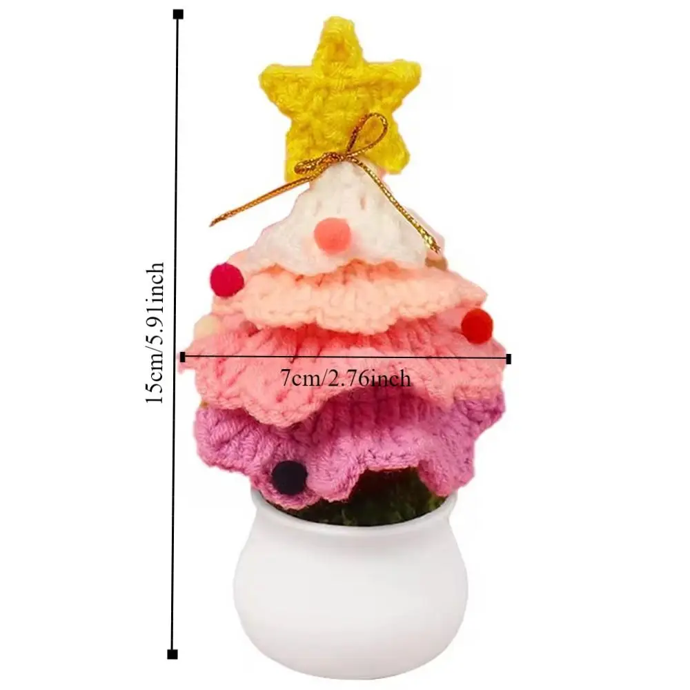 Cute Crochet Christmas Tree Decor Mini Finished Christmas Tree Potted Knitted Flower Plants Pine Handmade - Image 6