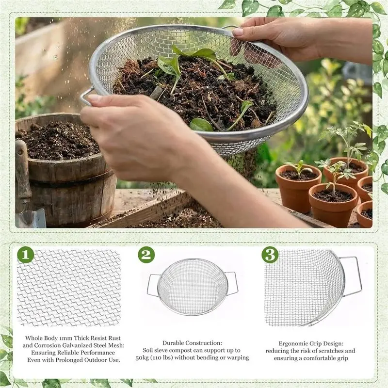 AB66-3PCS Soil Sifter - Rock Compost Dirt Sifter For 5 Gallon Bucket