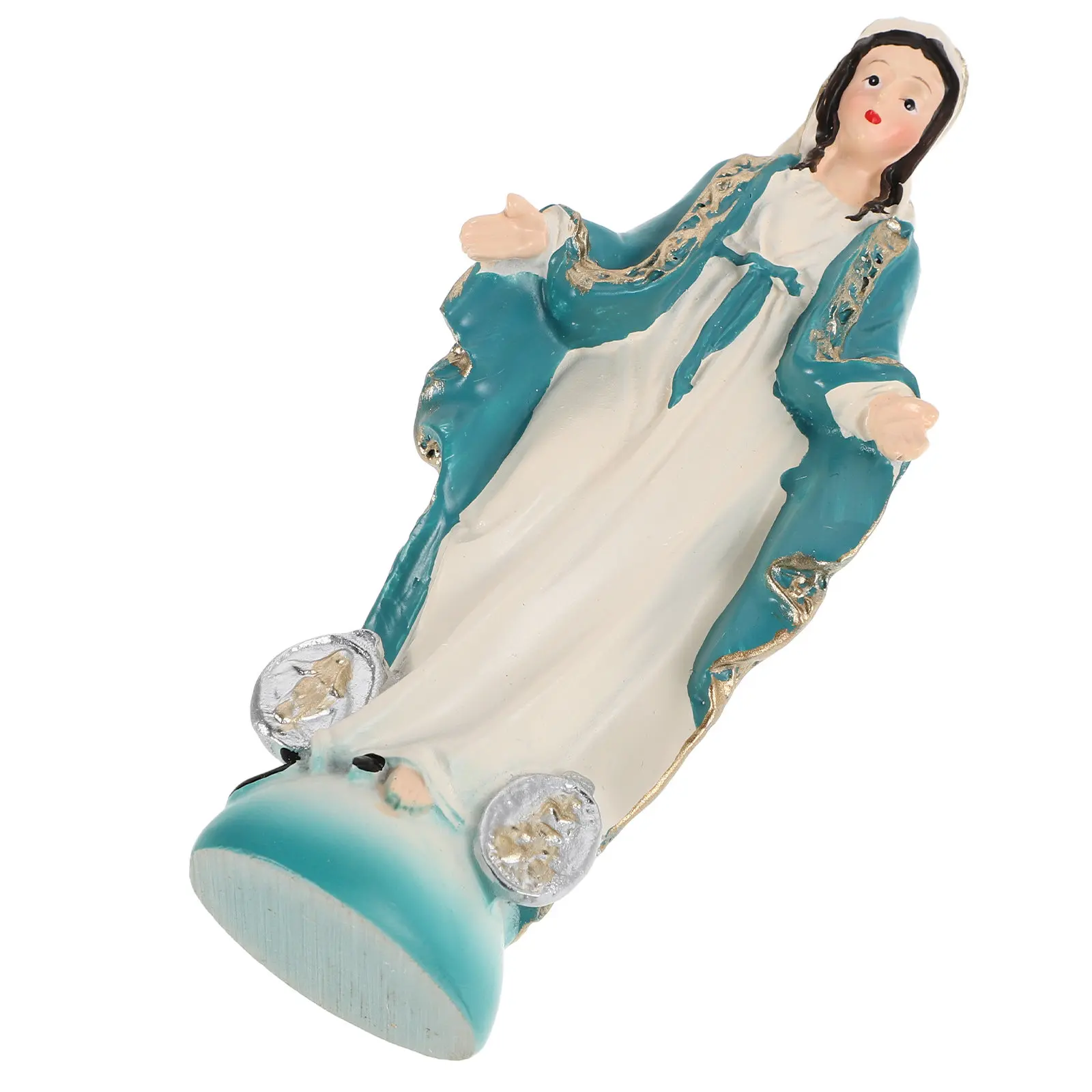 Virgin Mary Resin Statue Standing Holy Figure Religious Sculpture Home Decoration Catholic Faith Symbol Catholic Figure