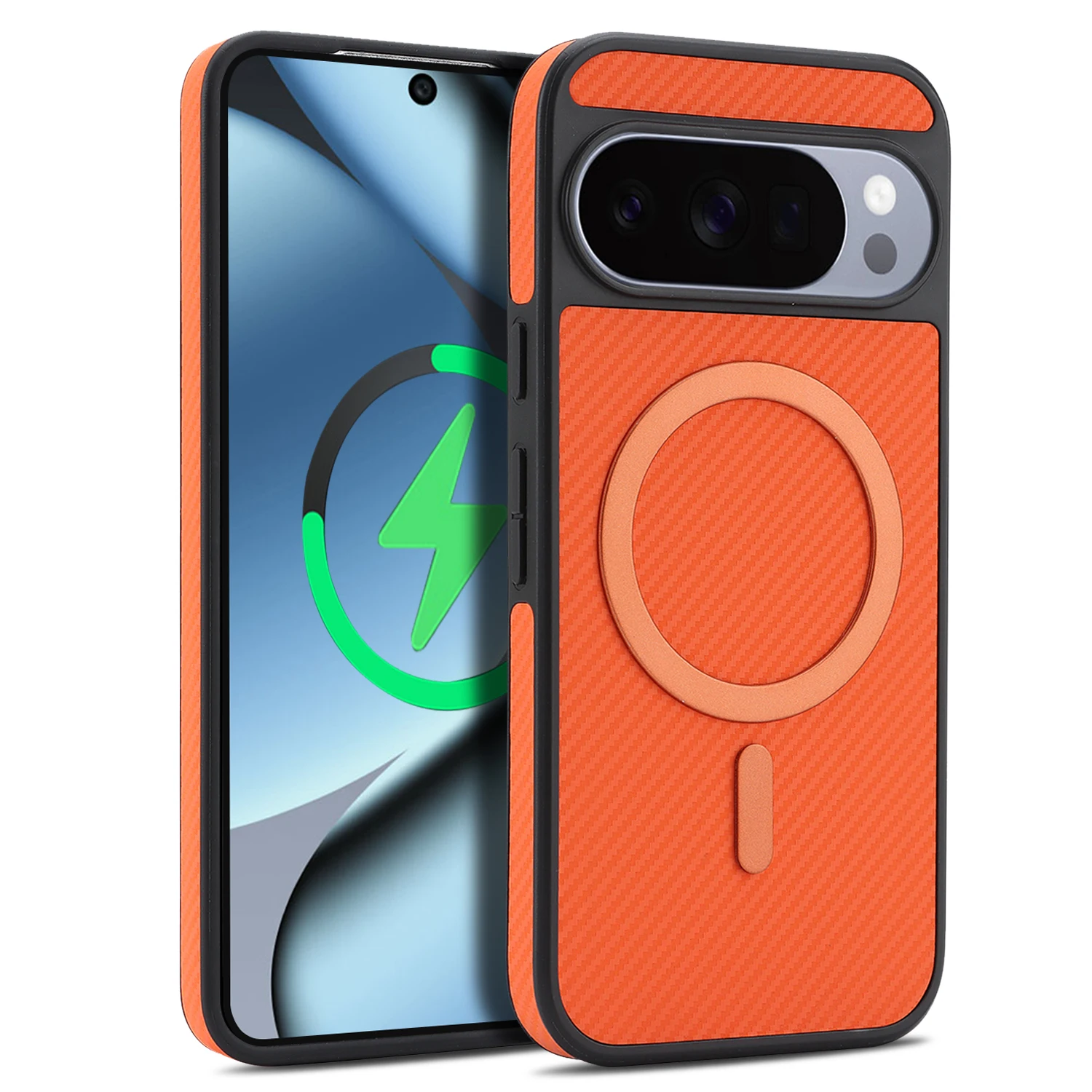 Luxuriöse Kohlefaser-Magnet-Leder-Handyhülle für Google Pixel 10 Pro Xl 9A 9, kabelloses Laden, stoßfeste, schlanke Abdeckung