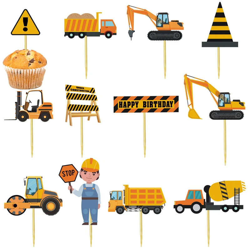 Graafmachine Truck Bouwfeest Plaat Cup Servies Happy Birthday Party Decor Kids Favor Jongens Verjaardag Babyshower Benodigdheden